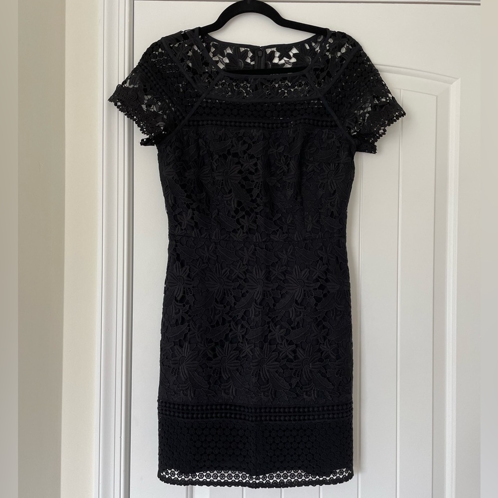 NWOT Club Monaco Black Lace Short Sleeve Dress